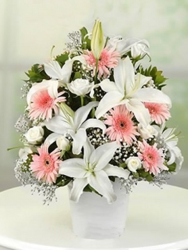 Çiçek Aranjman Pembe Beyaz