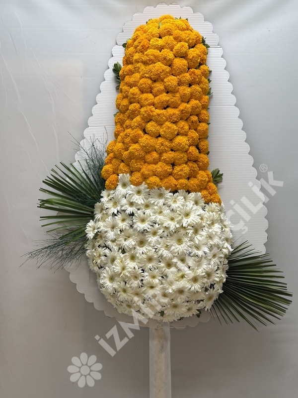 Turuncu & Beyaz Gerbera Çelenk