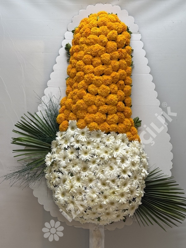 Turuncu & Beyaz Gerbera Çelenk